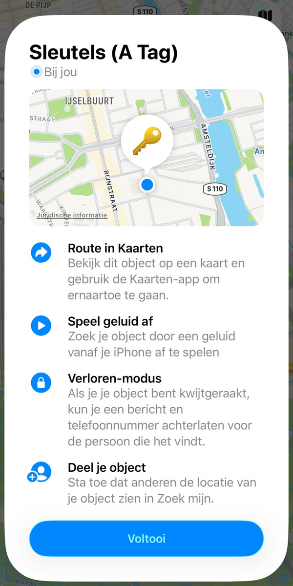 Klaar, hij staat bij je objecten